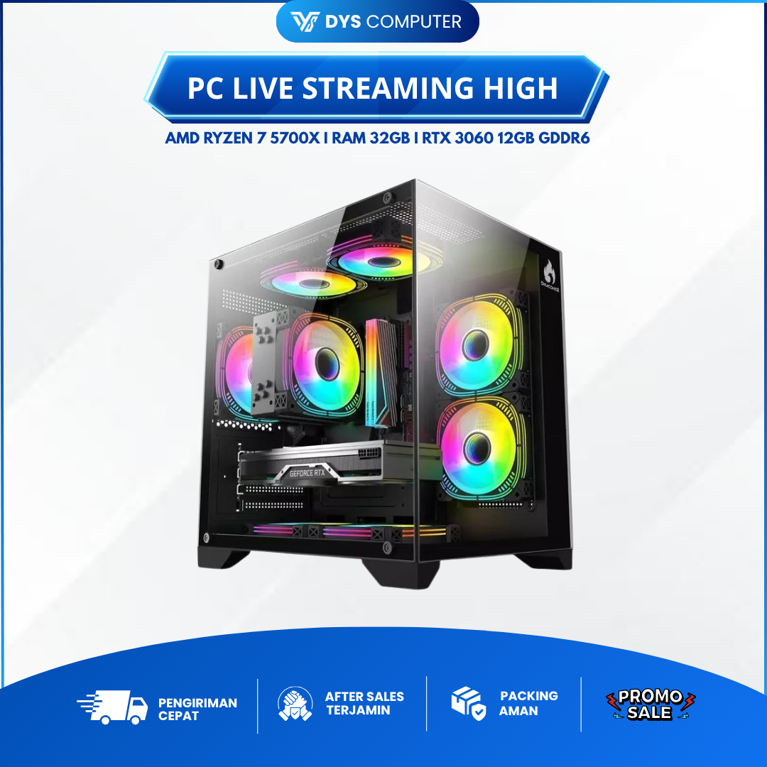PC Live RYZEN 7 X RTX 3060 12GB GDDR6 X RAM 32GB