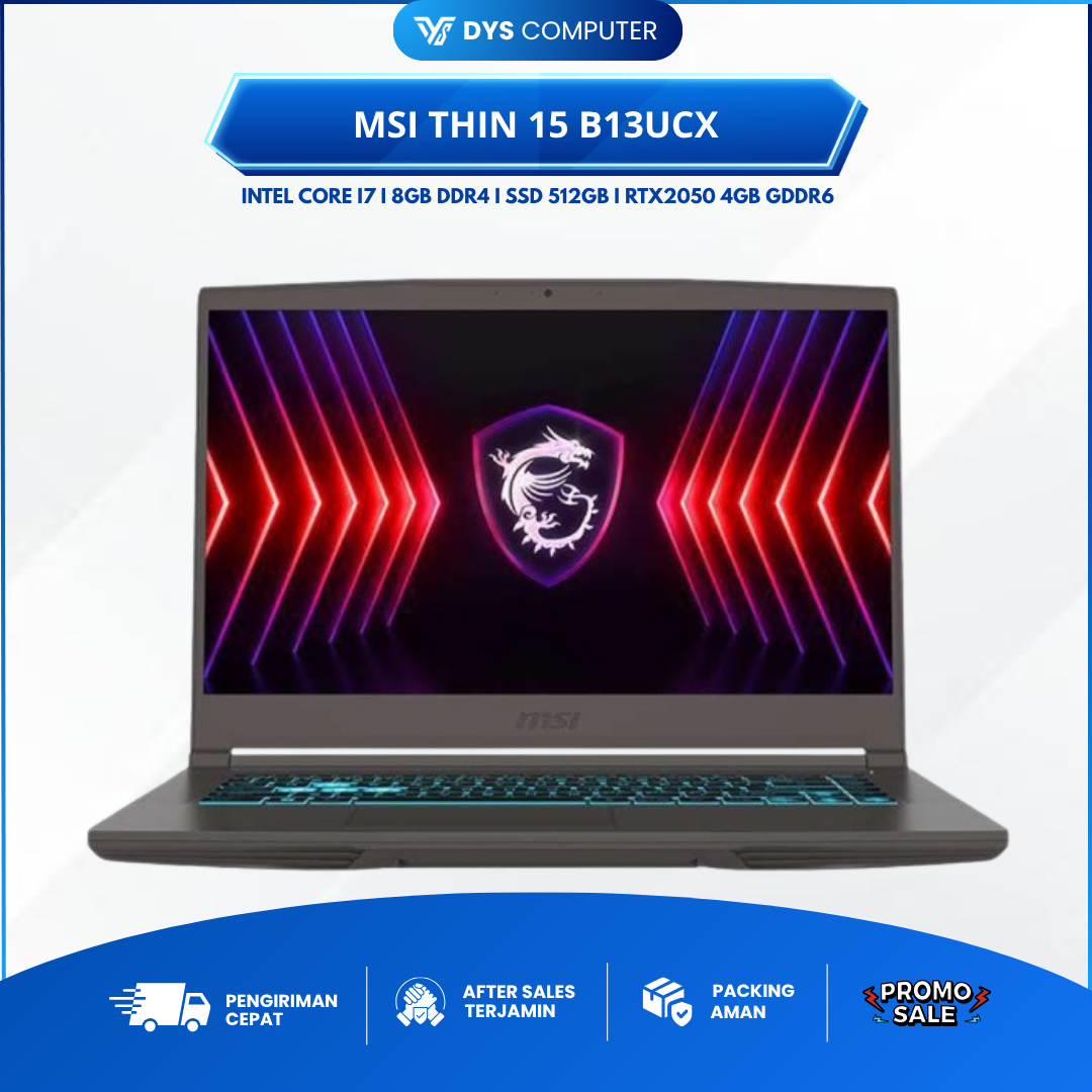 MSI Thin 15 B13UCX i7 13620H RTX2050 8GB 512GB 15.6" FHD IPS 144Hz 