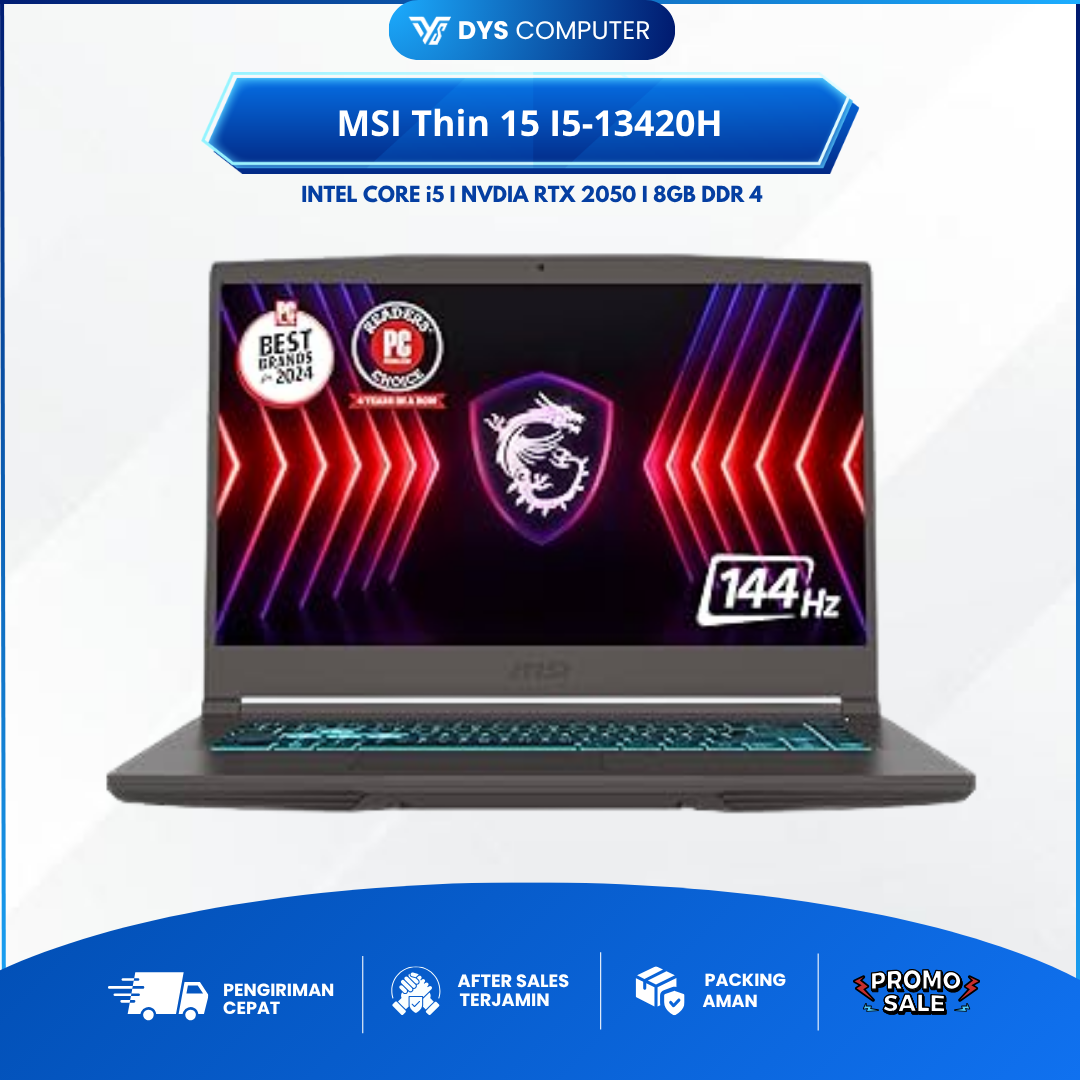 MSI Thin 15 I5-13420H RTX2050 4Gb/ 8Gb 512Gb 15.6FHD 144Hz BLIT 