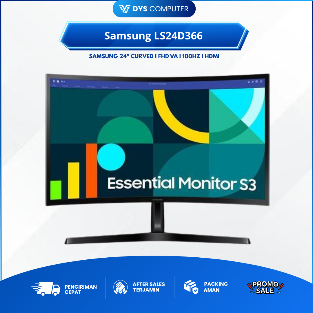 Monitor Samsung 24" Inch LS24D366 Curved LED FHD VA 100Hz HDMI