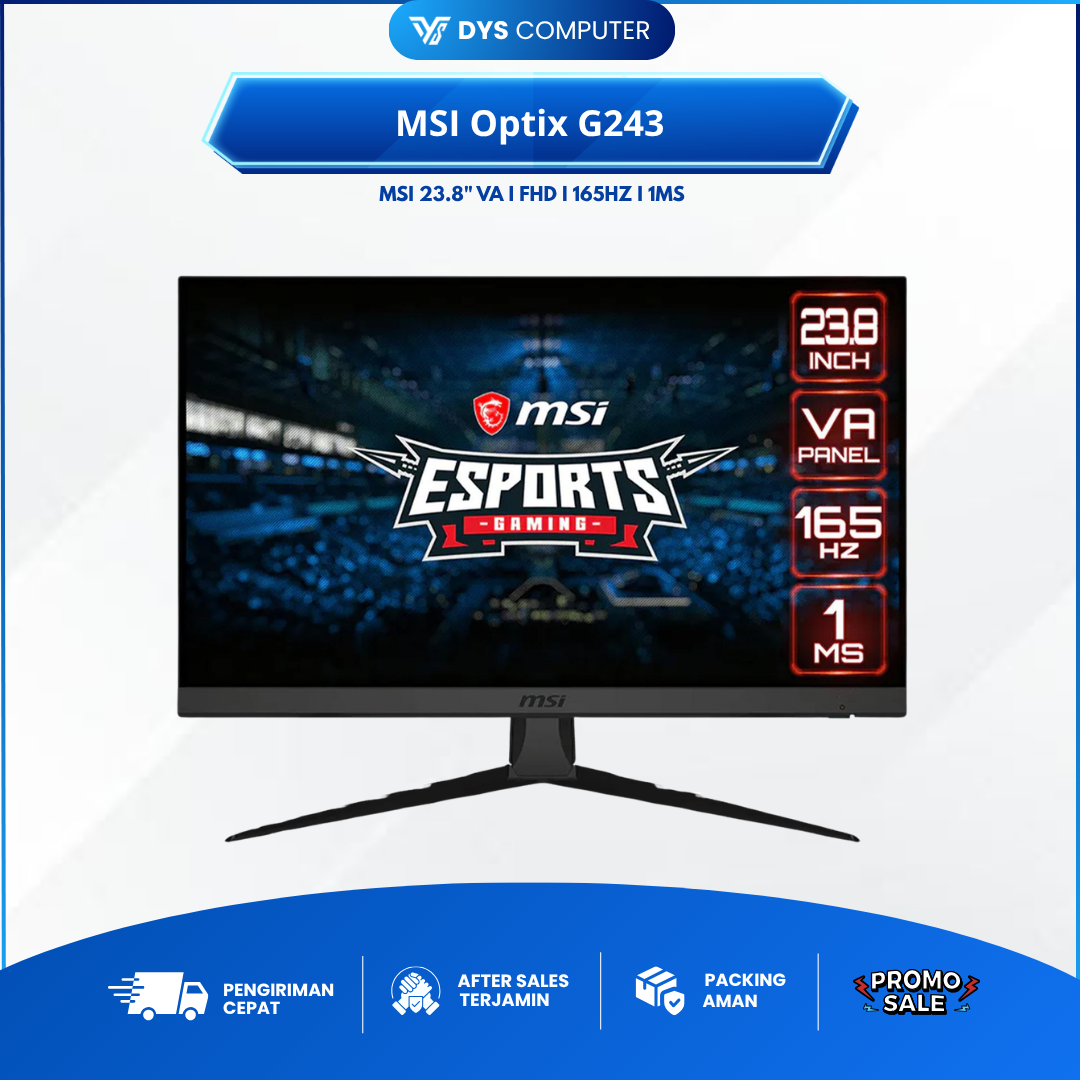 MSI Optix G243 23.8" Inch VA FHD 165Hz 1ms Frameless Gaming Monitor