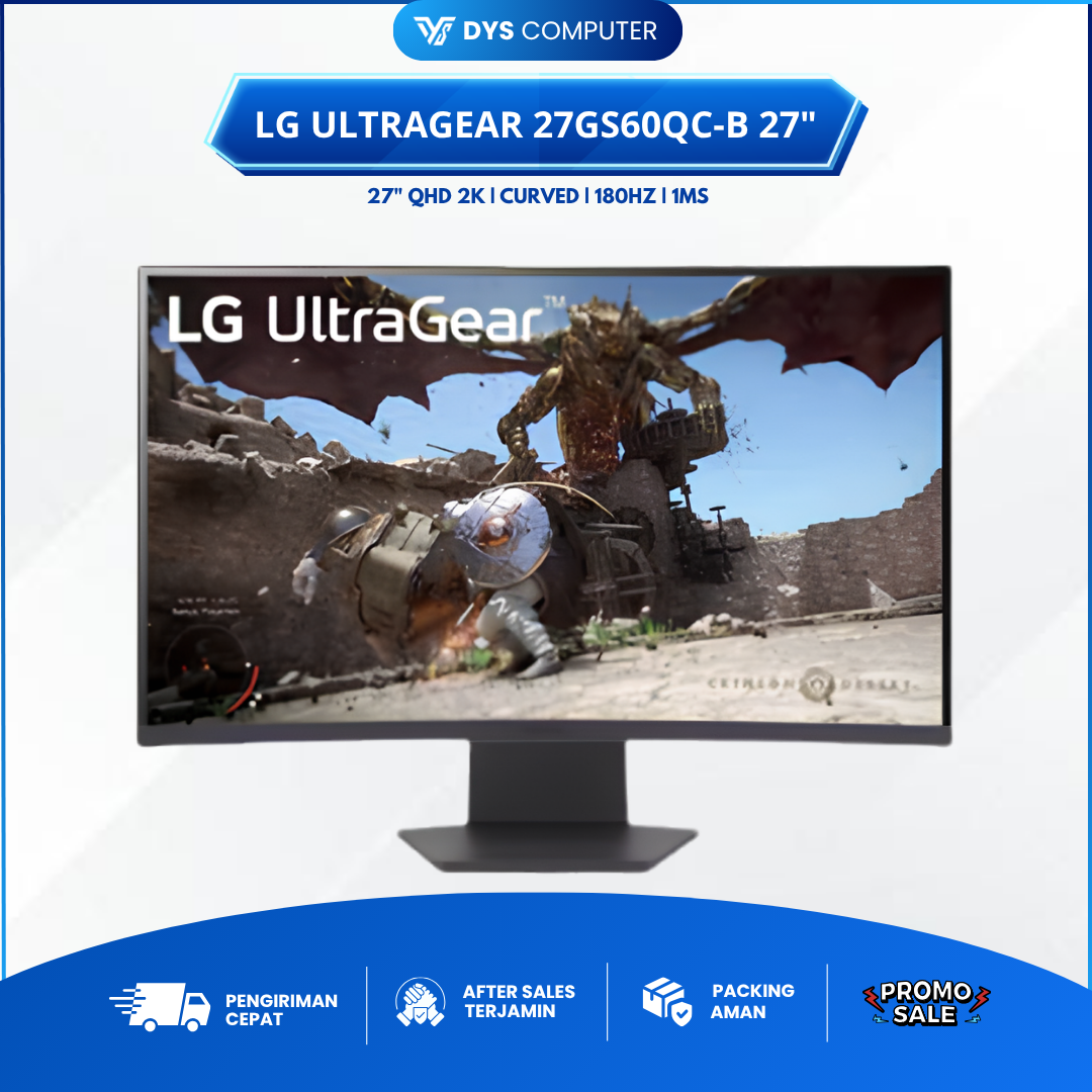 LG UltraGear 27GS60QC-B 27" QHD Curved Gaming Monitor AMD FreeSync 1ms 180Hz