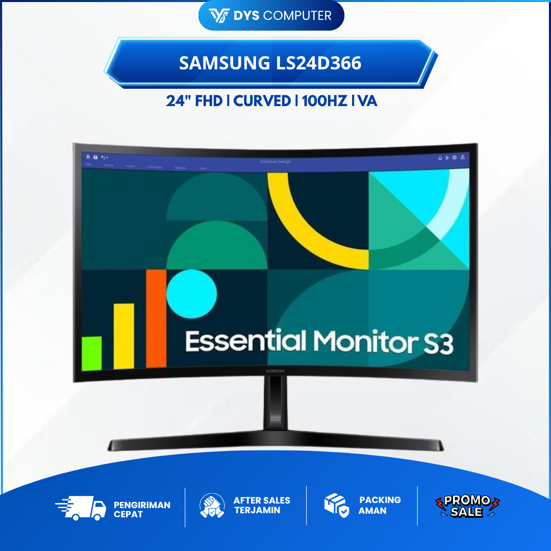 Samsung LS24D366 GAE Monitor Curved 24" Inch FHD VA 100Hz HDMI