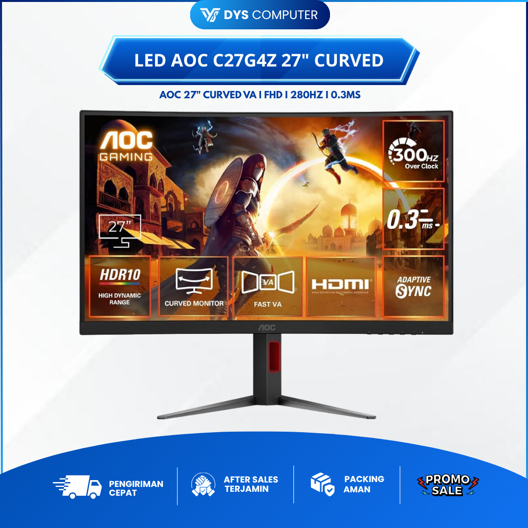 Monitor LED AOC C27G4Z 27" CURVED VA FHD 0.3MS 280Hz Gaming Monitor
