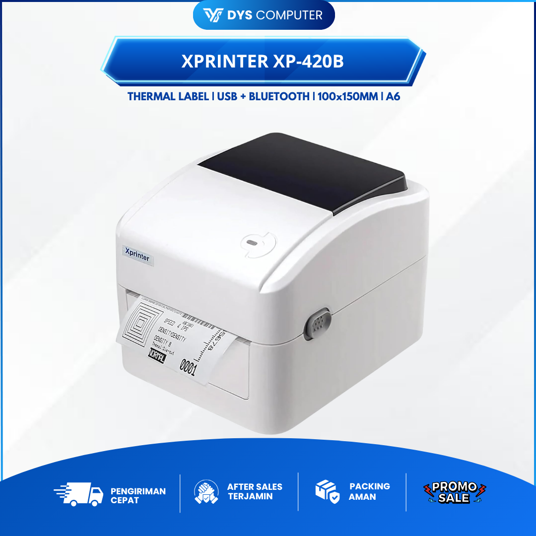 Printer RESI XP-420B XP-423B USB + Bluetooth Thermal Cetak Resi Pengiriman XP-420B Interface Bluetooth / LAN / WIFI / USB Only Printer Barcode Kertas Label 100x150 Isi 12 Roll