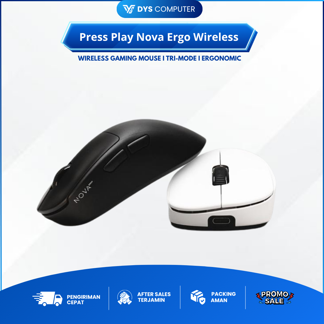 Press Play Nova Ergo Wireless Gaming Mouse 3 Mode Connections Ergonomic Design PressPlay
