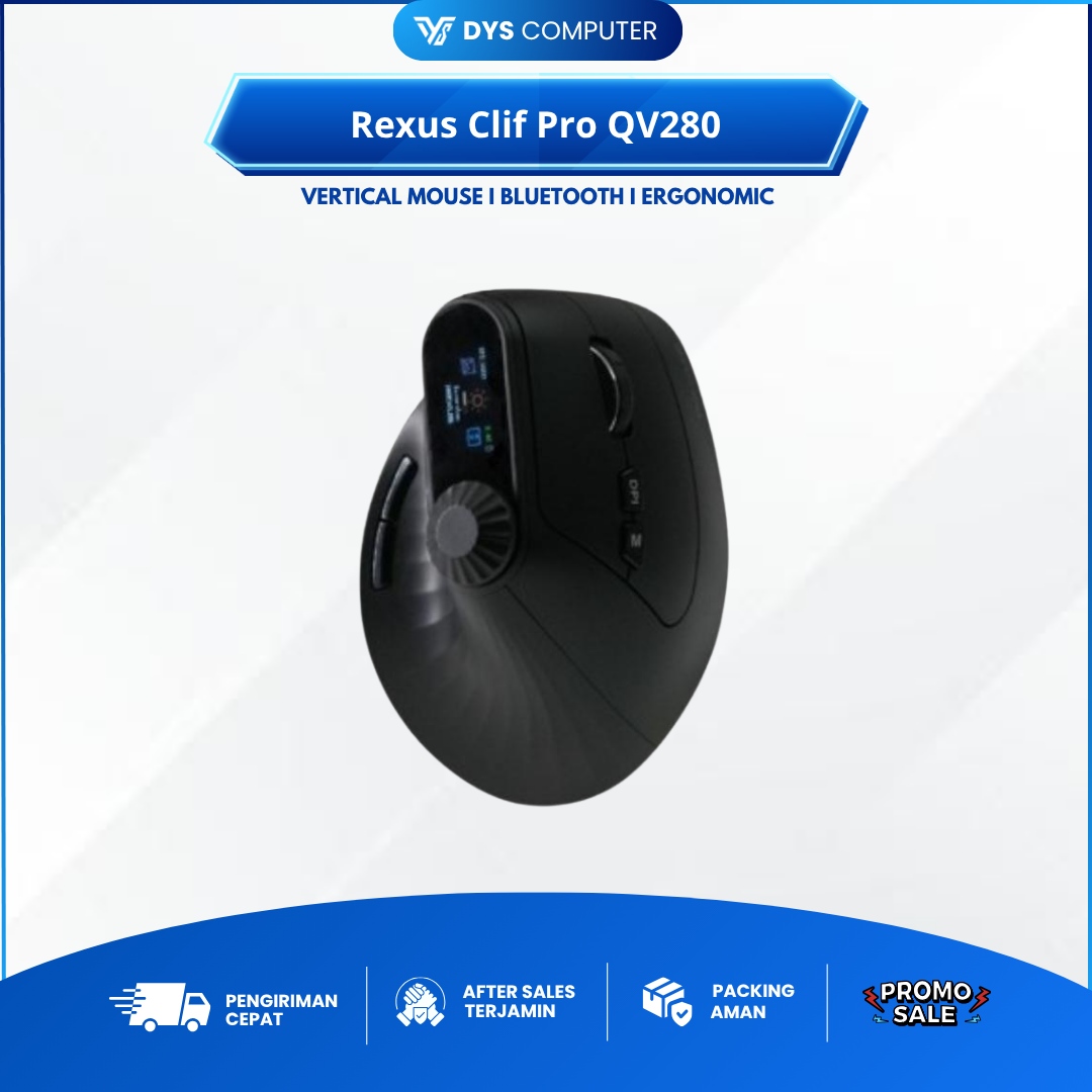 Rexus Clif Pro QV280 QV-280 Wireless Bluetooth Office Mouse Vertical Ergonomic PAW3212 QV 280 Windows Mac IOS Android