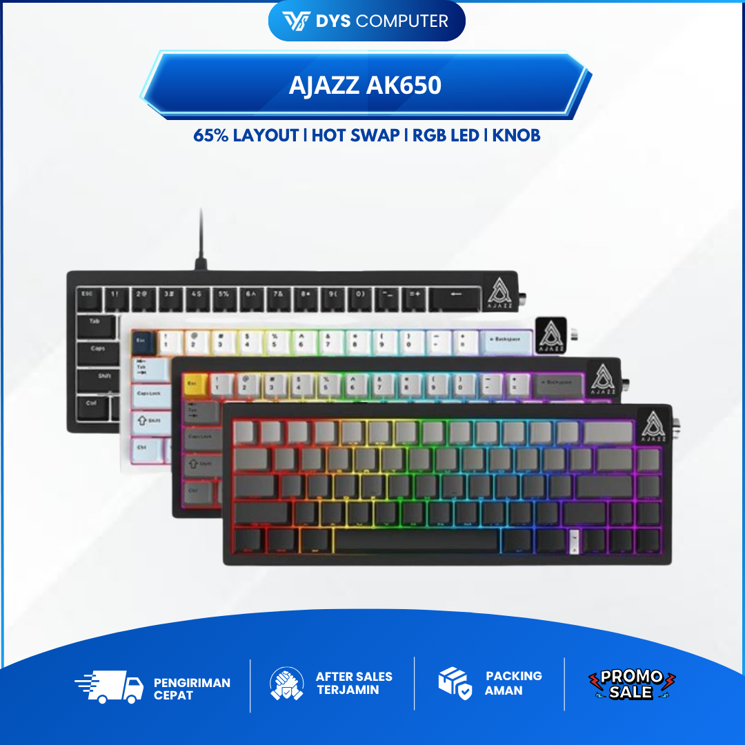 Ajazz AK650 AK-650 Wired Mechanical Gaming Keyboard Hotswap Anti Ghosting AK 650 with Volume Knob