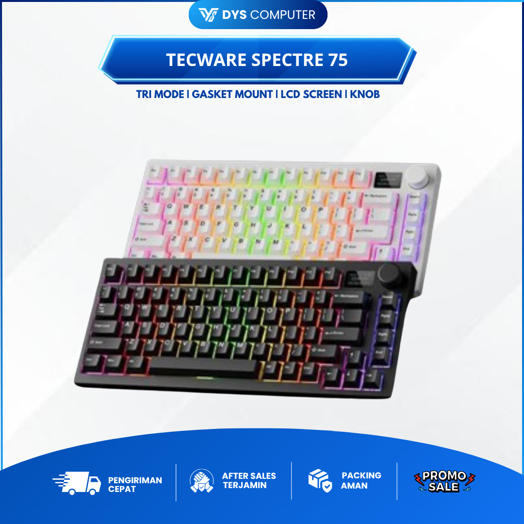 Tecware Spectre75 Spectre 75 Wireless Mechanical Gaming Keyboard 3 Mode Connection Gasket Mount with Knob and LCD Screen