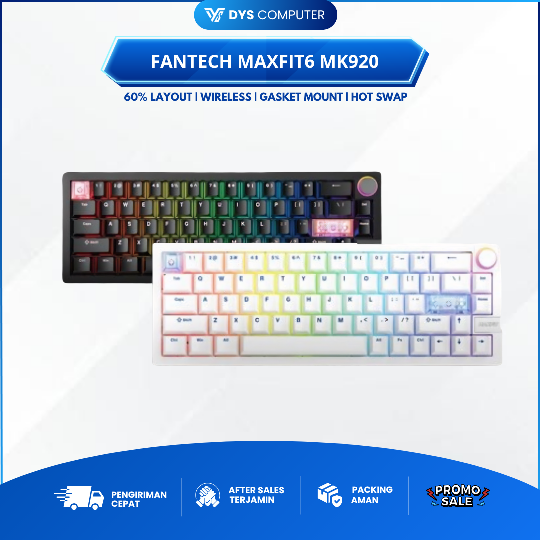 Fantech MK920 Maxfit6 Keyboard Wireless Gaming Mechanical 60% MacOS Win 11 Gasket Mount