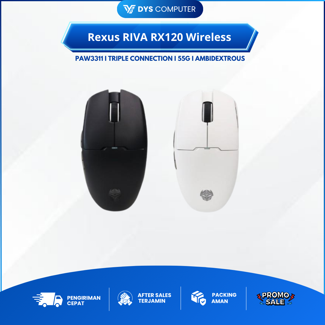 Rexus RIVA RX120 RX-120 Wireless Gaming Mouse Lightweight Triple Connection PAW3311 Ambidextrous