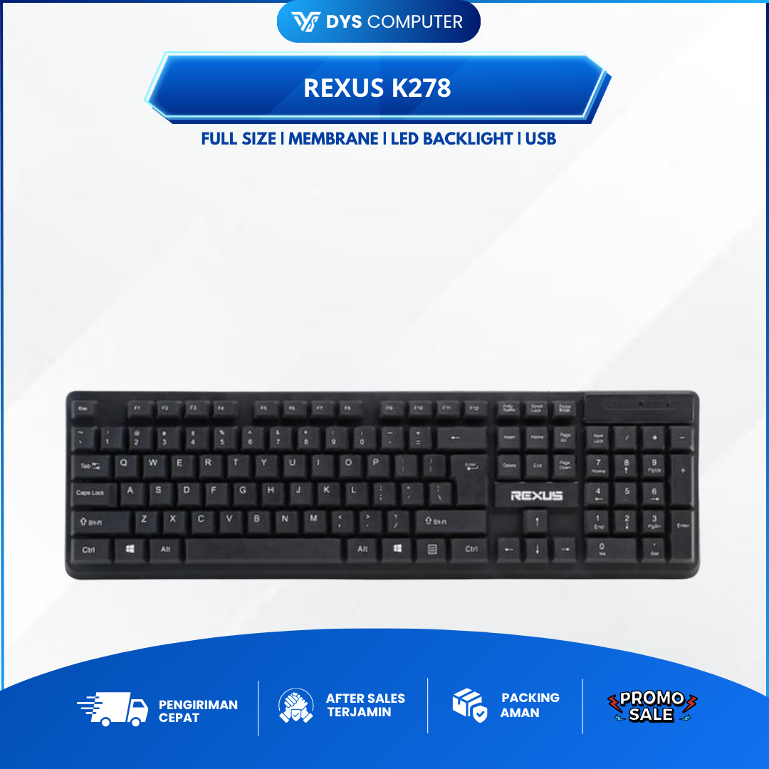 Rexus K278 K-278 Wired Gaming Keyboard Membrane Plug and Play USB Connector
