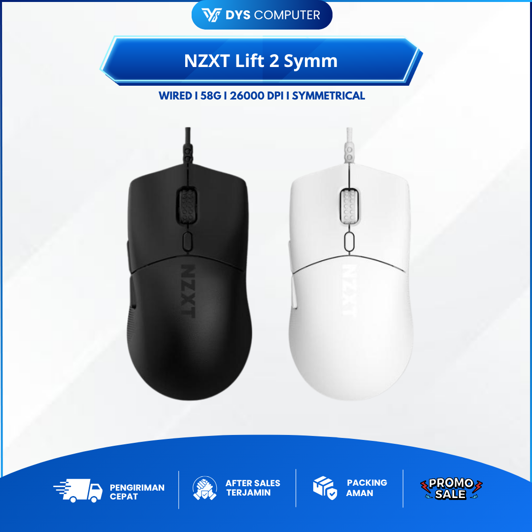 NZXT Lift 2 Symm Wired Gaming Mouse Lightweight Symmetrical 58g