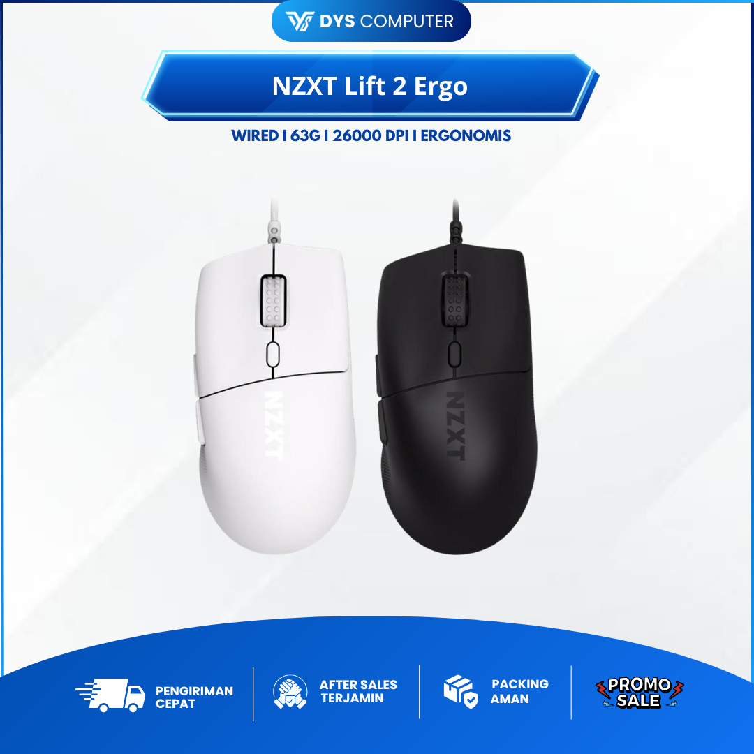 NZXT Lift 2 Ergo Lightweight Ergonomic Wired Gaming Mouse Ergonomis