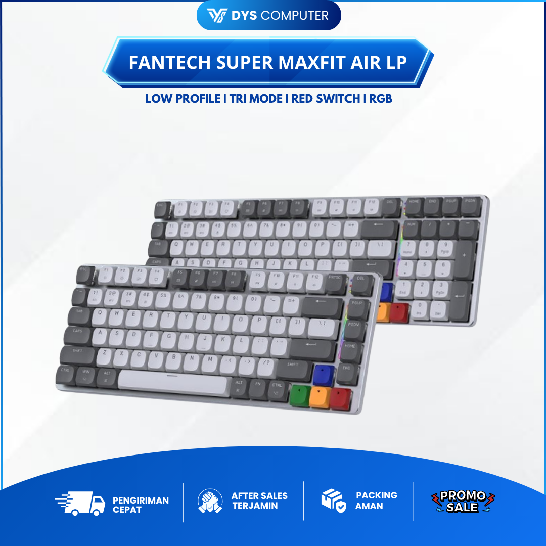 Fantech SUPER MAXFIT AIR LP Wireless Gaming Keyboard Low Profile Tri Mode Connection MK915 MK916  Red