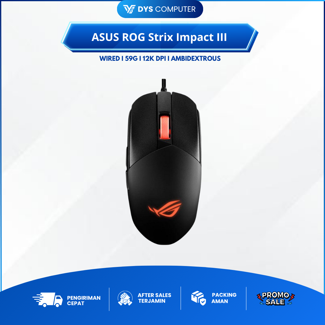 ASUS ROG Strix Impact III RGB Gaming Mouse Lightweight Ambidextrous