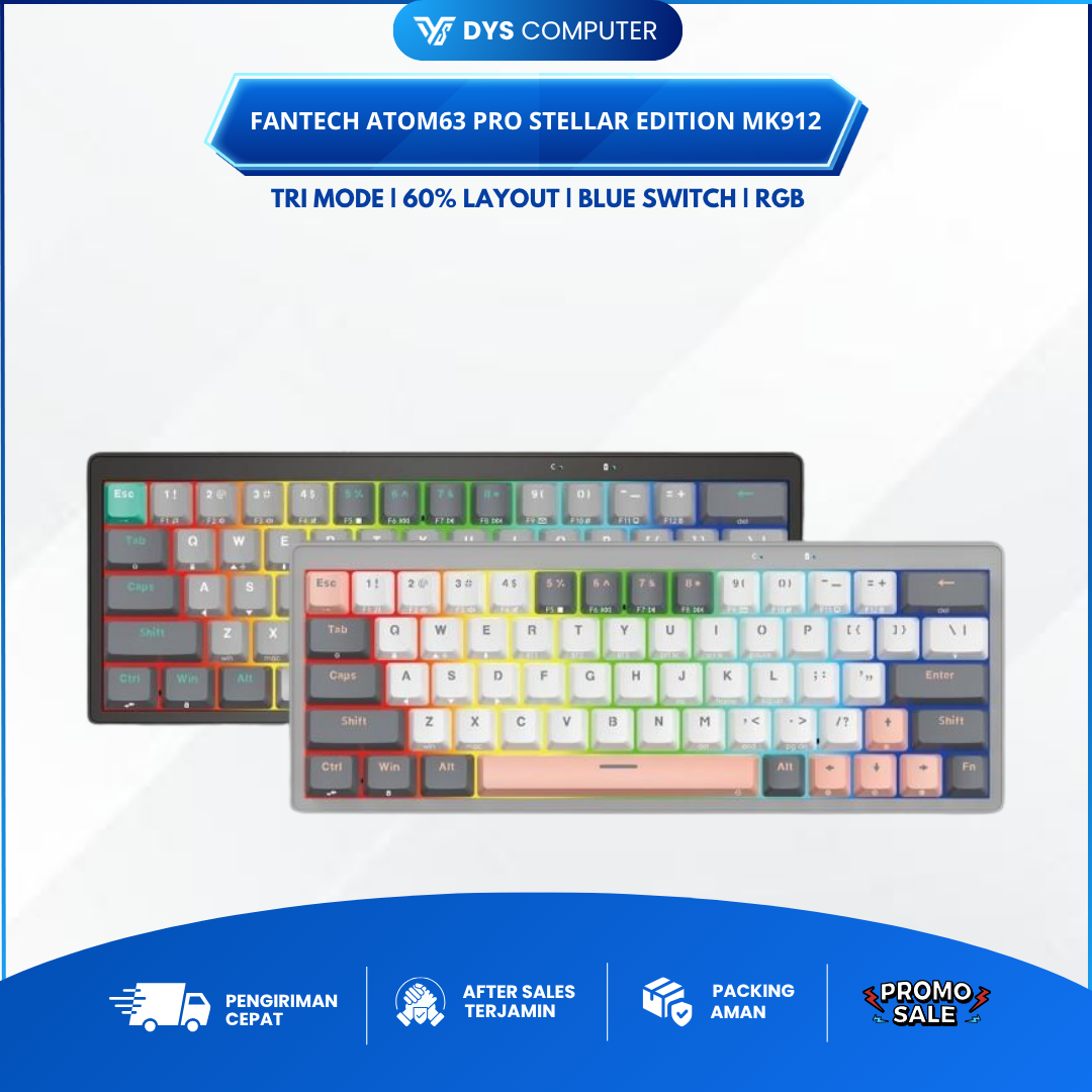 Fantech Atom63 / Atom 63 Pro Series Stellar Edition MK912 Wireless Mechanical Gaming Keyboard - Saturn, Blue Switch