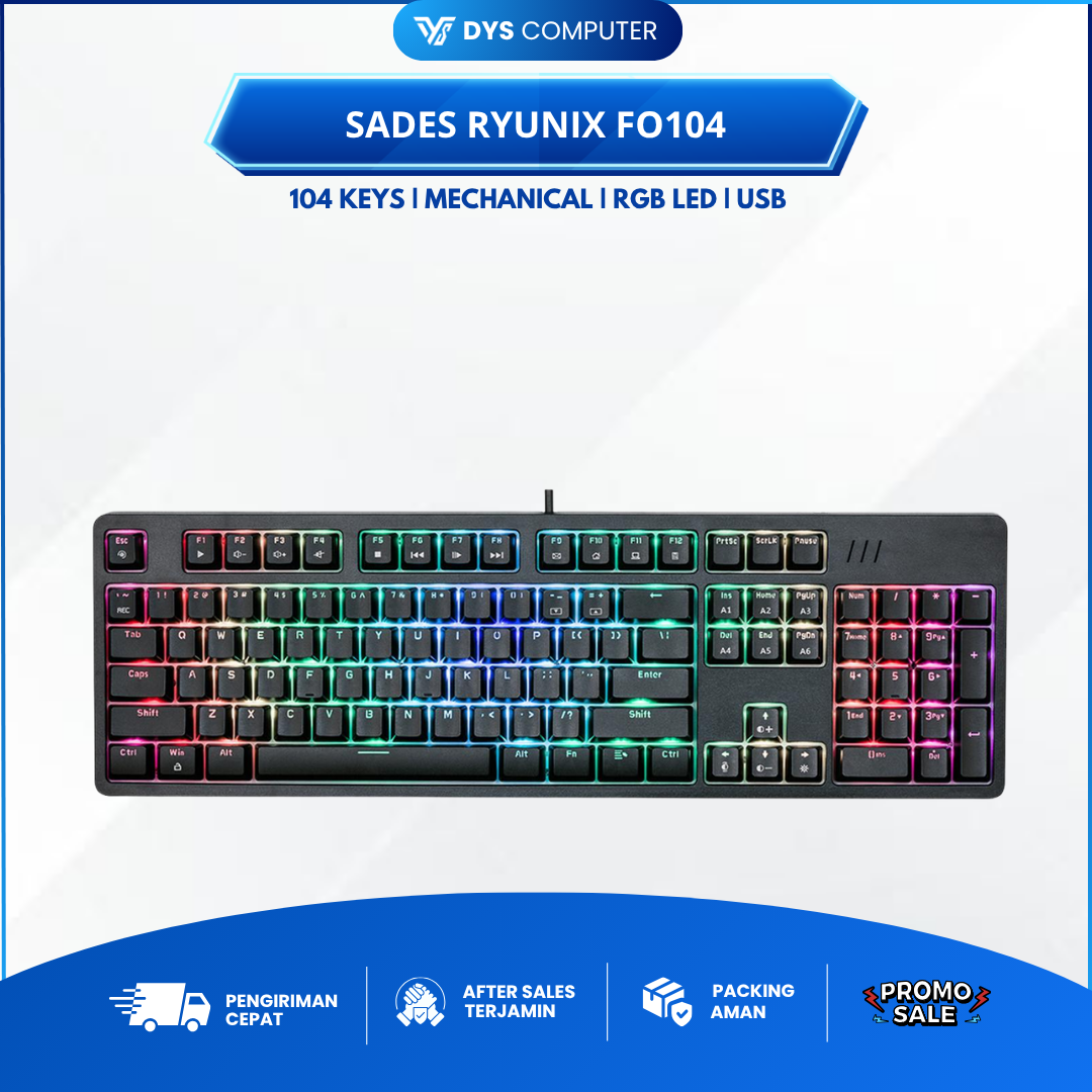 Sades Ryunix FO104 / FO-104 Mechanical Gaming Keyboard Fullsize FO 104