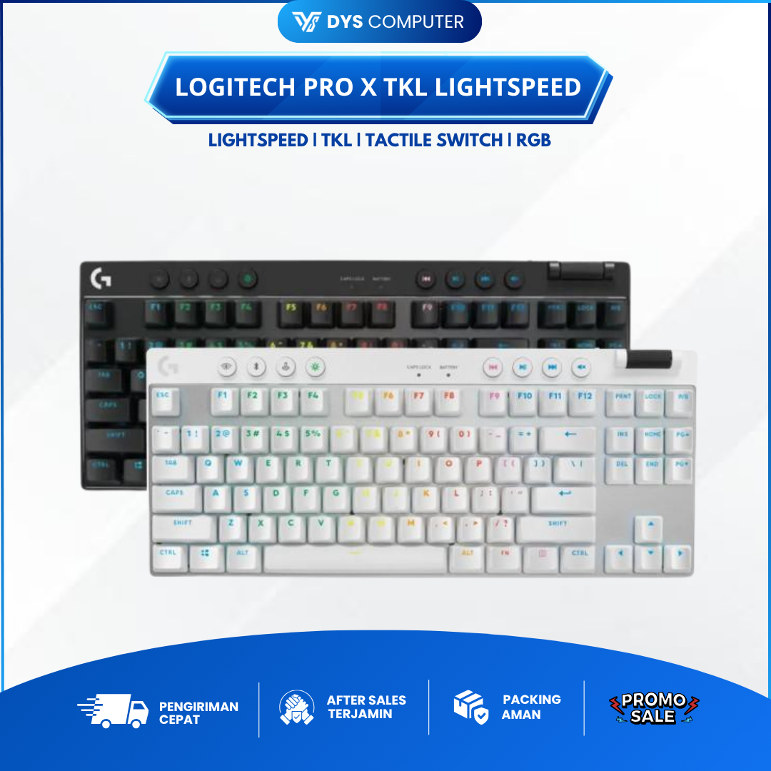 Logitech Pro X TKL Lightspeed Tactile Keyboard Gaming Wireless - Hitam
