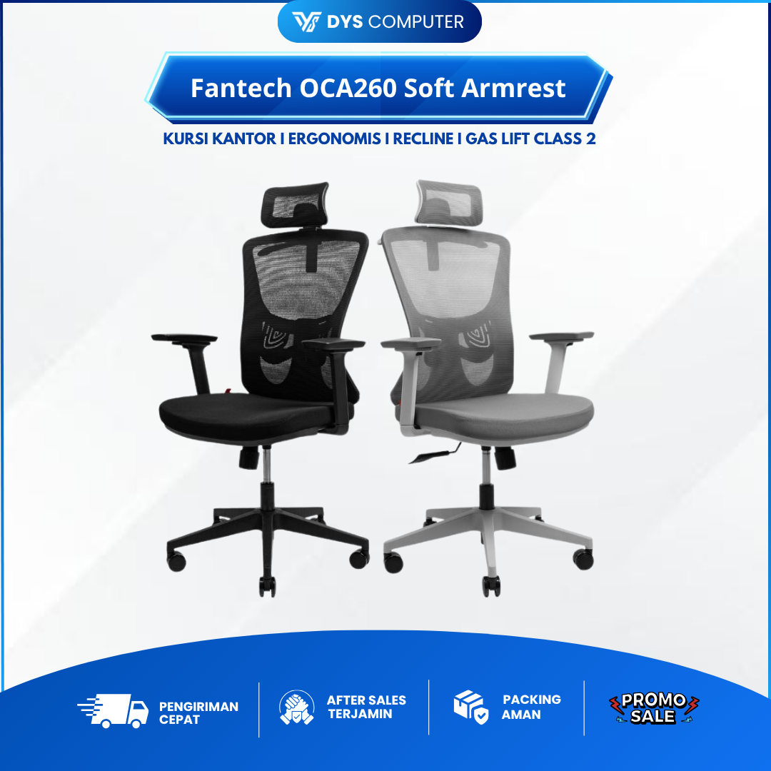 Fantech OCA260 OC-A260 Soft Armrest Kursi Kantor Kerja Premium Office Chair Ergonomic Recline Gas Lift Class 2 OCA 260