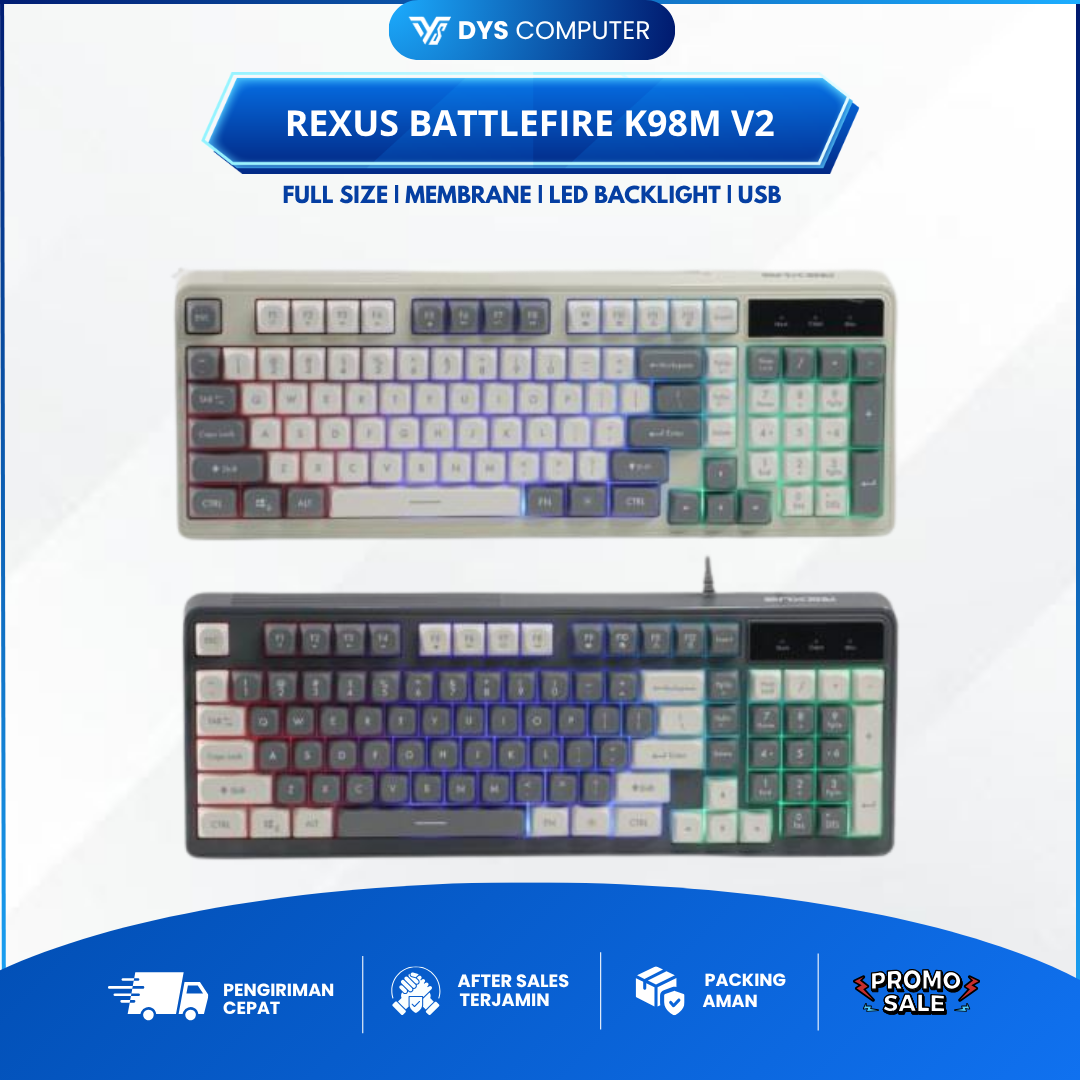 Rexus K98M V2 Battlefire Wired Keyboard Gaming Membrane Fullsize with LED 
