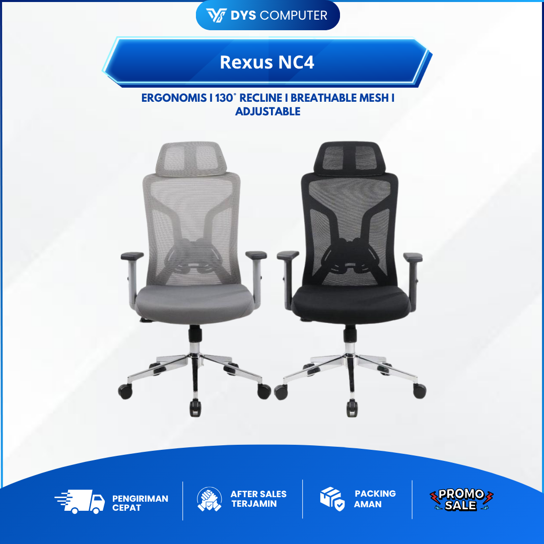 Rexus NC4 NC-4 Ergonomic Office Chair Kursi Kantor Ergo Adjustable Armrest Headrest NC 4