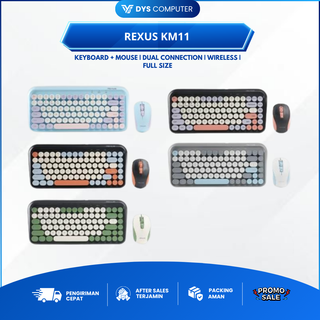 Rexus KM11 Wireless Keyboard Mouse Combo Bluetooth Dual Connection