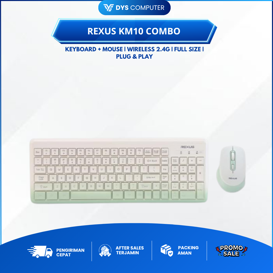 Rexus Keyboard Mouse Wireless KM10 Combo - KM 10 Keyboard Mouse