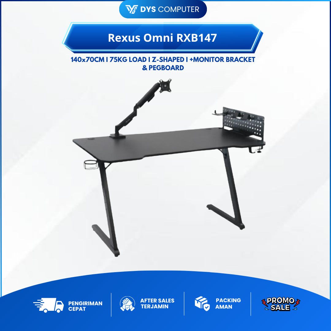 Rexus Omni RXB147 RXB-147 Bundling Gaming Desk Meja Gaming with Pegboard and Monitor Bracket
