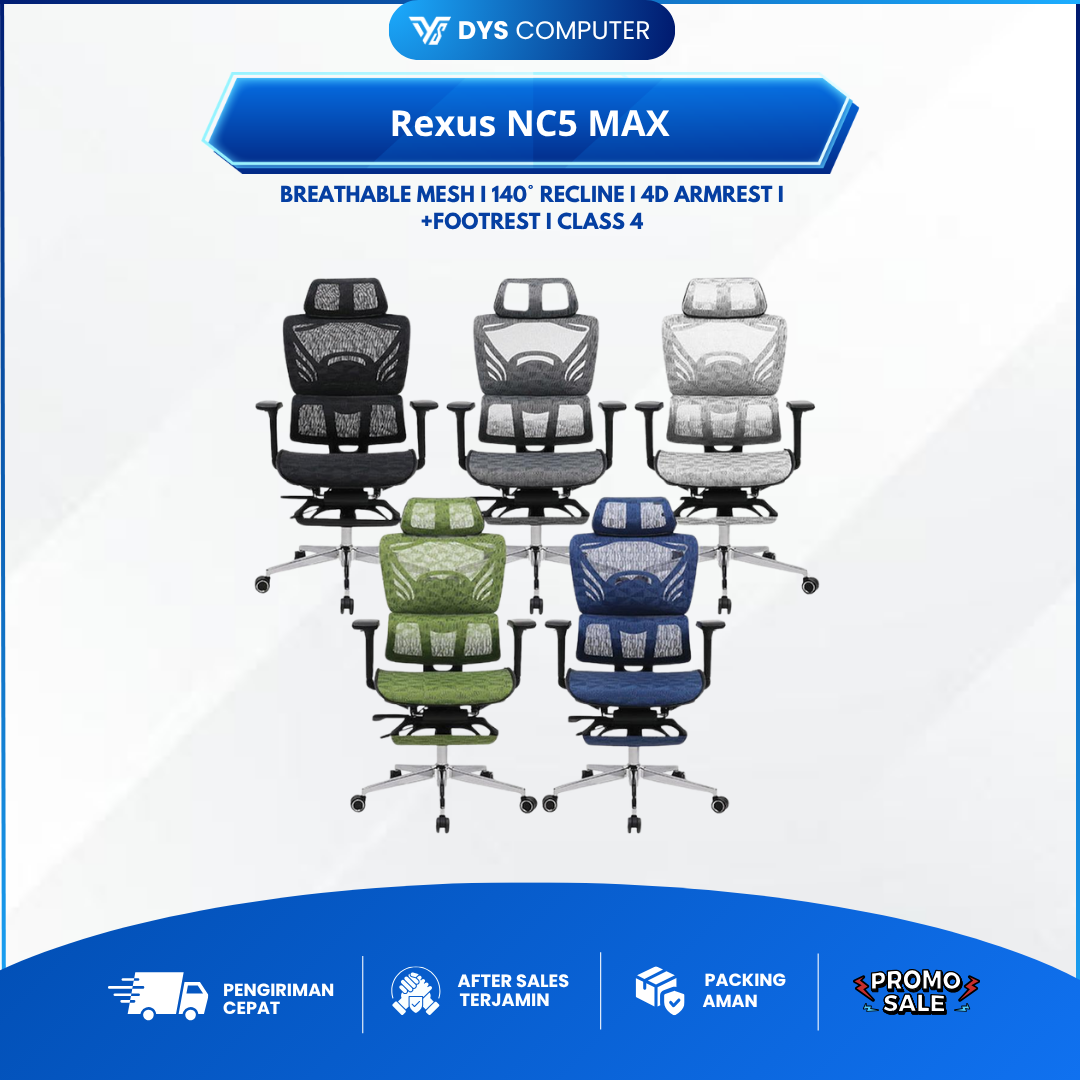 Rexus NC5 NC-5 MAX Ergonomic Office Chair Kursi Kantor Kerja Breathable Mesh NC 5