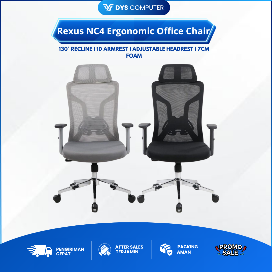 Rexus NC4 NC-4 Ergonomic Office Chair Kursi Kantor Ergo Adjustable Armrest Headrest NC 4