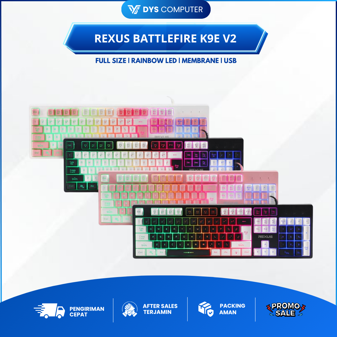 Rexus Battlefire K9E V2 Rainbow LED Fullsize - Gaming Keyboard