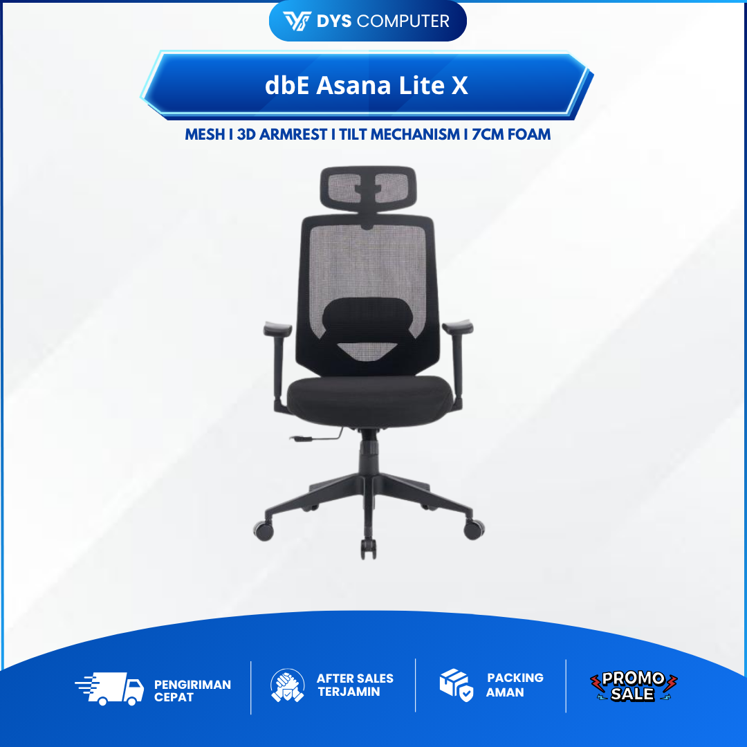 dbE Asana Lite X Ergonomic Comfortable Office Chair Kursi Kantor 3D Arm Rest Tilt Mechanism