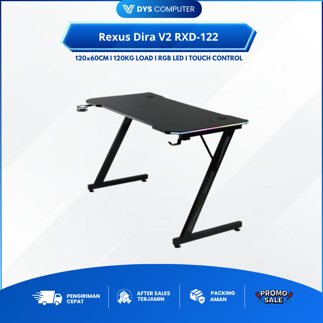 Rexus Dira V2 RXD-122 / RXD122 RGB LED Gaming Desk Meja Gaming