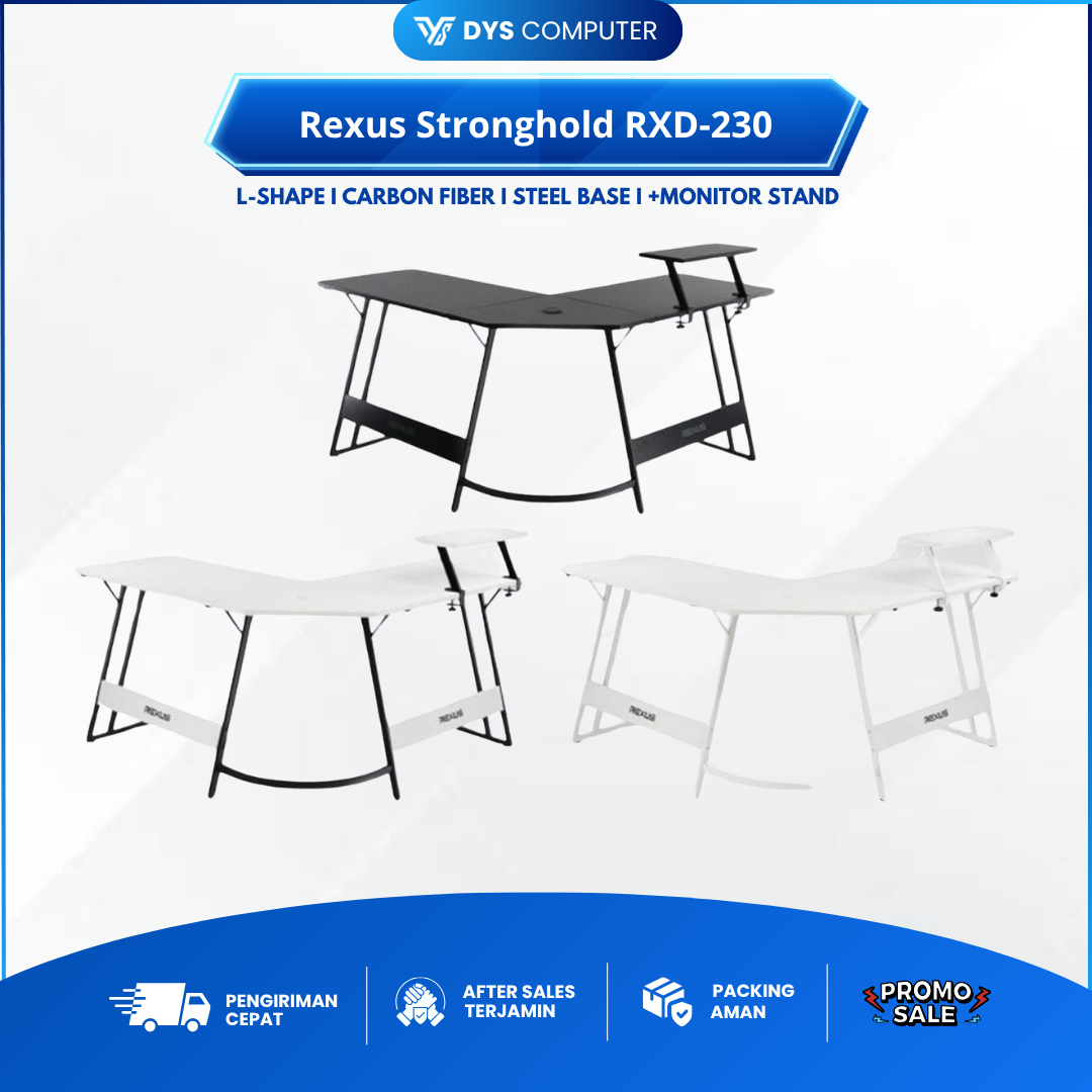 Rexus Stronghold RXD230 / RXD-230 Corner Gaming Desk L Shape Meja