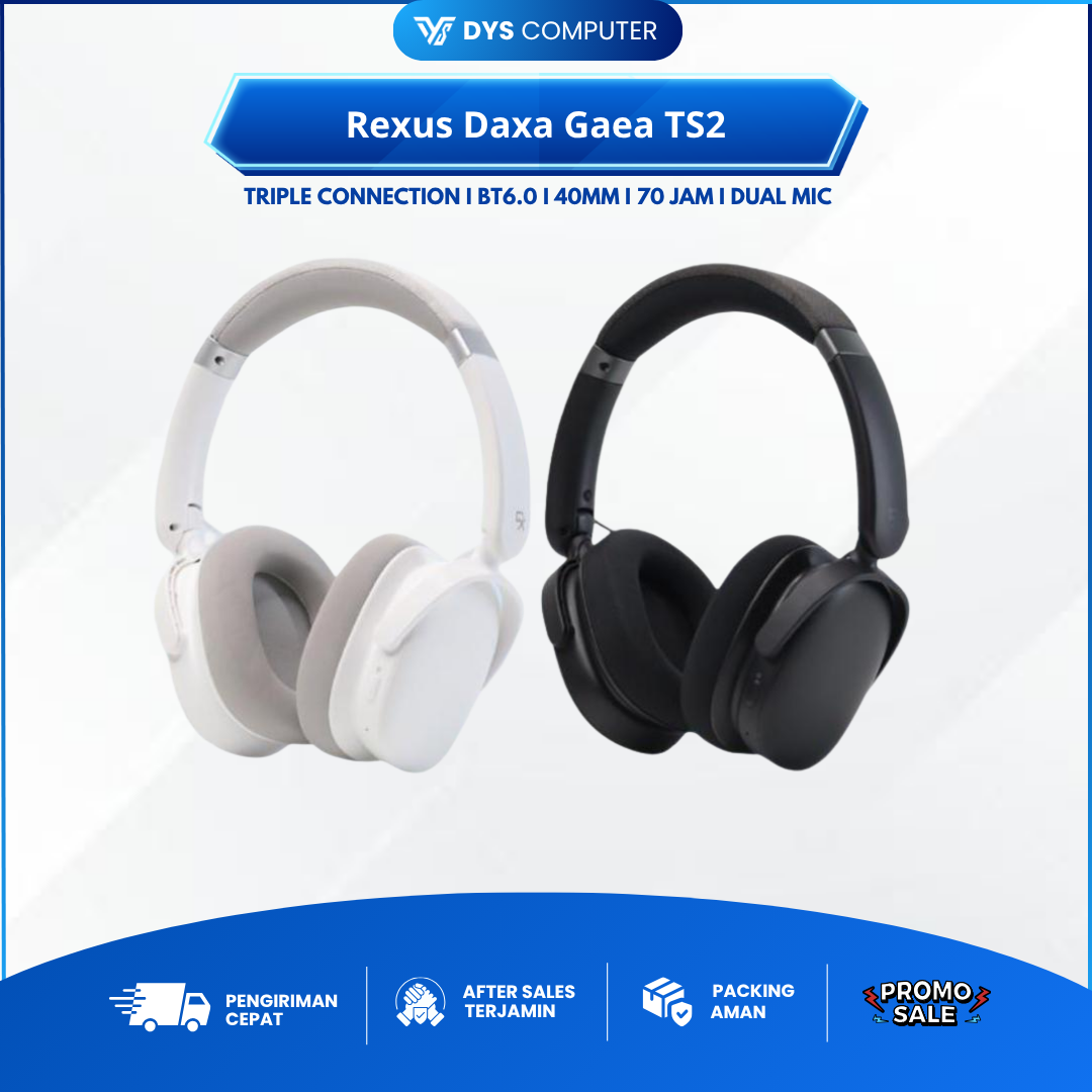 Rexus Daxa Gaea TS2 TS-2 Wireless Gaming Headset Triple Connection Detachable Mic Head Phone Fabric Earpad Dual Microphone TS 2