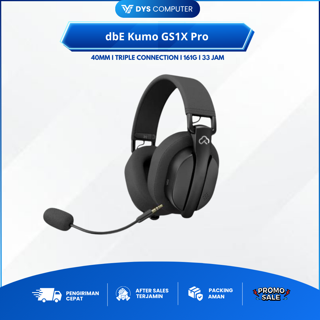 dbE Accoustic Kumo Series GS1X GS-1X PRO Wireless Headset Gaming Bluetooth Detachable Mic Multi Platform Ultralight Fabric Earpad GS 1X