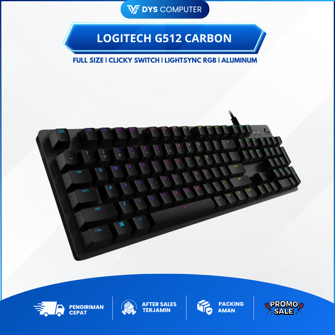 Logitech G512 Carbon Keyboard Gaming - Clicky, Standar