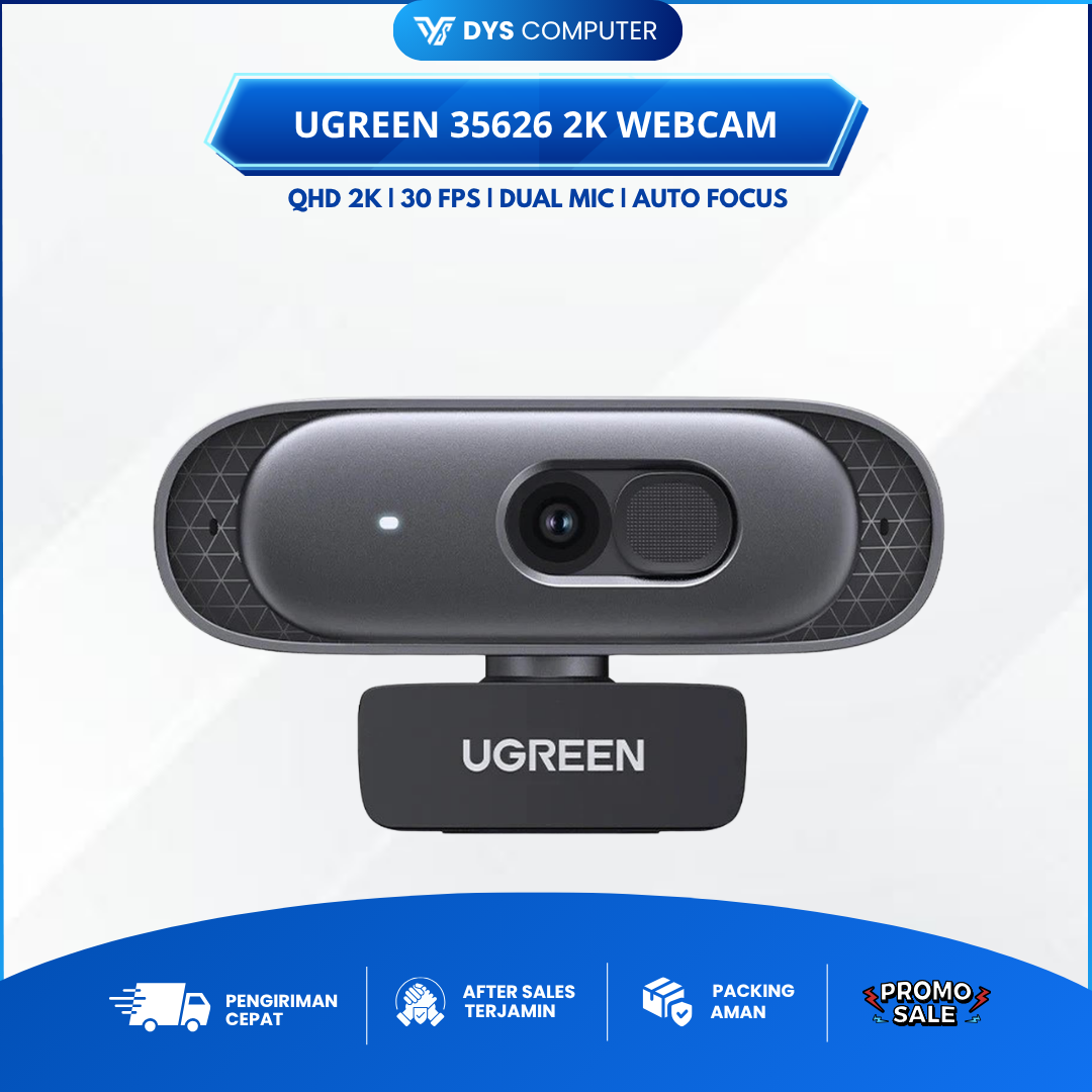 Ugreen 35626 USB Webcam 2k 30fps with Dual Microphone Live Streaming Facecam Web Cam