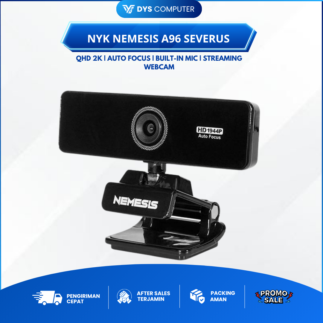 NYK Nemesis A96 Severus 2K QHD Streaming Gaming Webcam with Microphone - Black, Standar