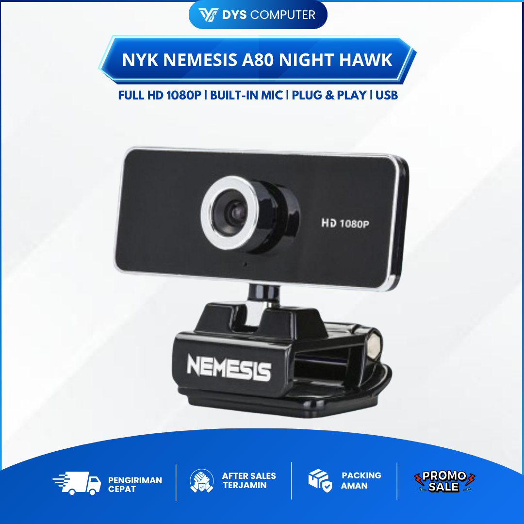 NYK Nemesis A80 Night Hawk Streamer Webcam HD 1080p - Black