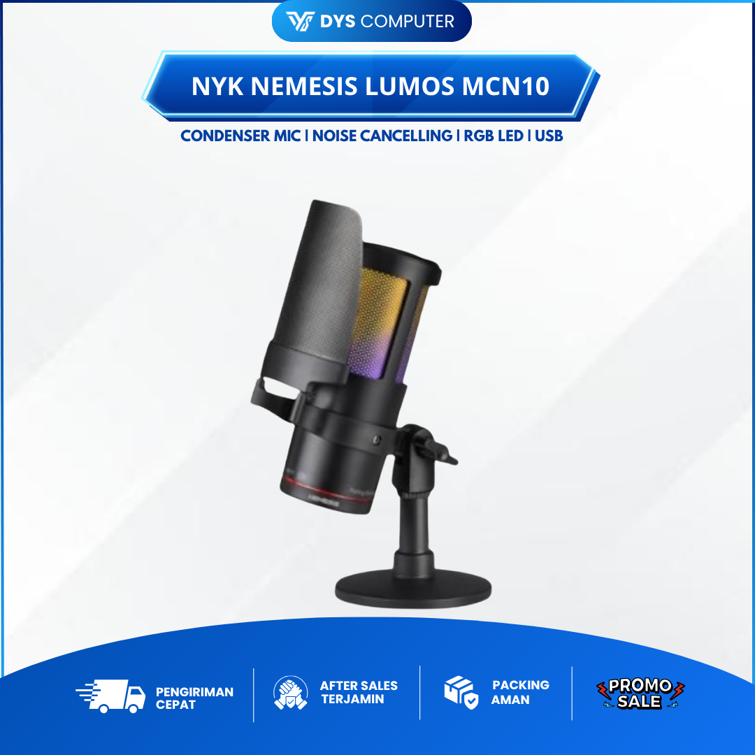 NYK Nemesis Lumos MCN10 MCN-10 Mic Condenser RGB with Noise Cancelling Microphone Gaming Livestream MCN 10 Mikrofon