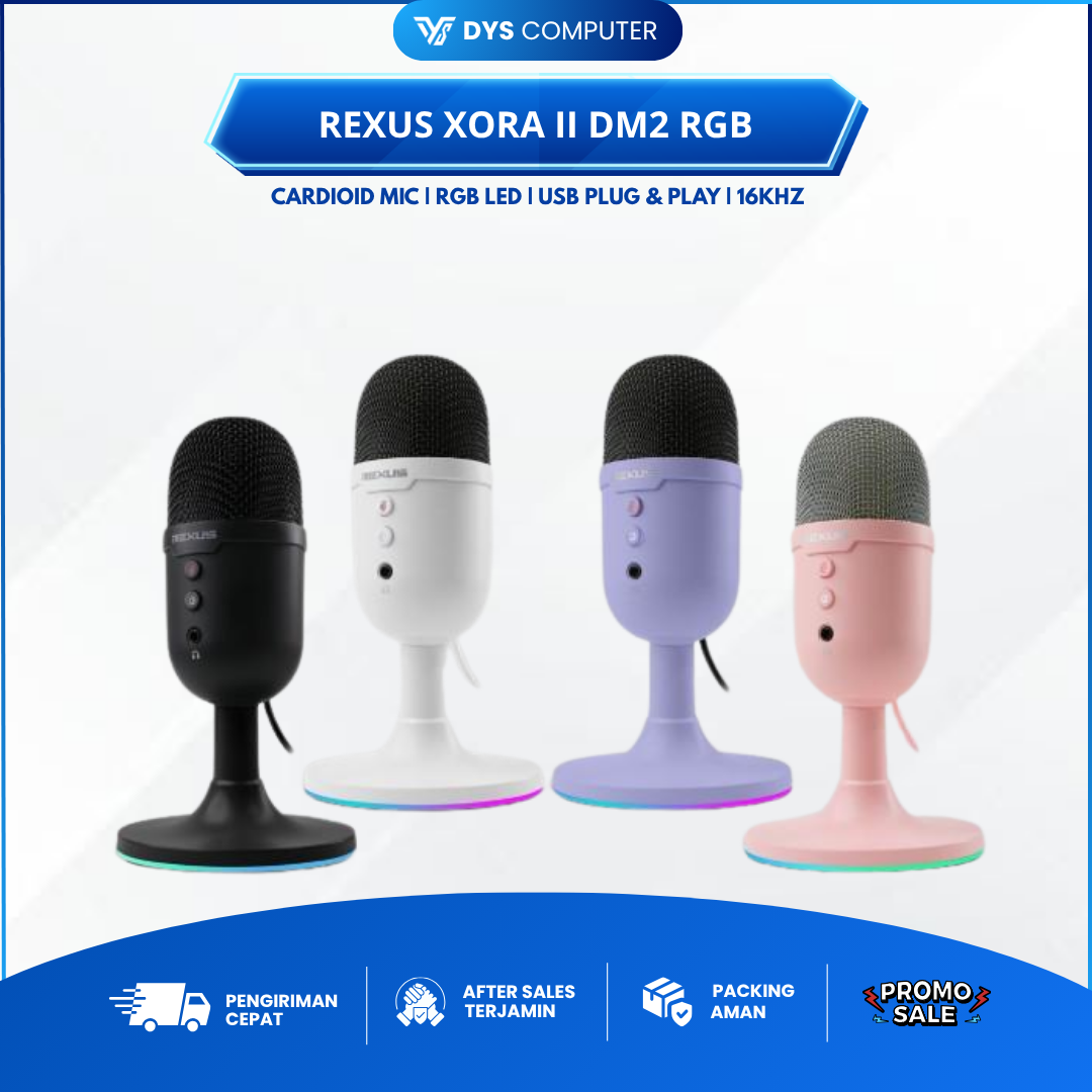 HomeKomputer & LaptopAksesoris PC GamingMicrophone Gaming & StreamingRexus Xora II DM2 RGB Microphone 16KHz Mic Cardioid USB Multi Platform Streaming Podcast - Black  Gambar Rexus Xora II DM2 RGB Microphone 16KHz Mic Cardioid USB Multi Platform Streaming 