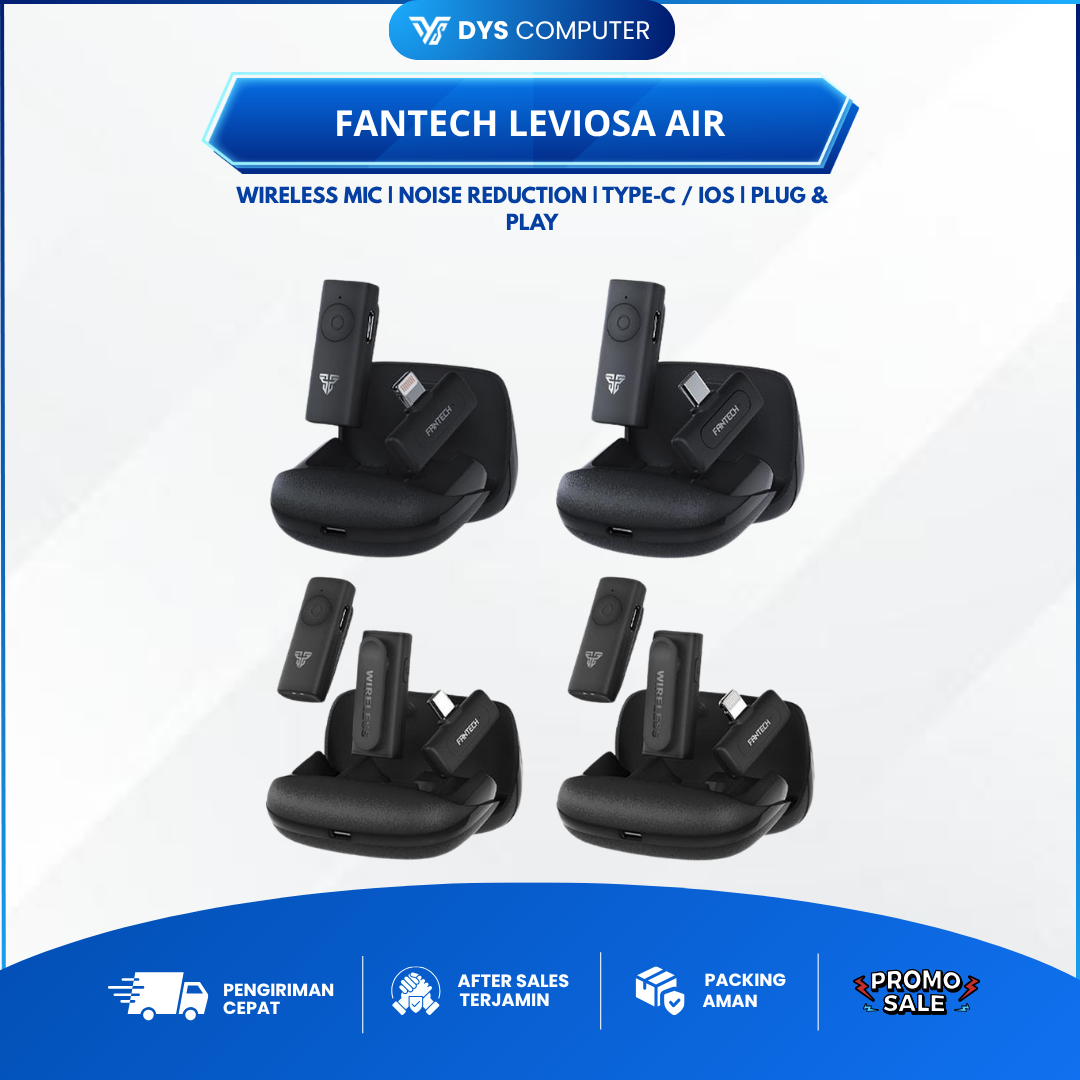 Fantech LEVIOSA AIR Lavalier Wireless Microphone Clip on Mic TypeC IOS - Lightning