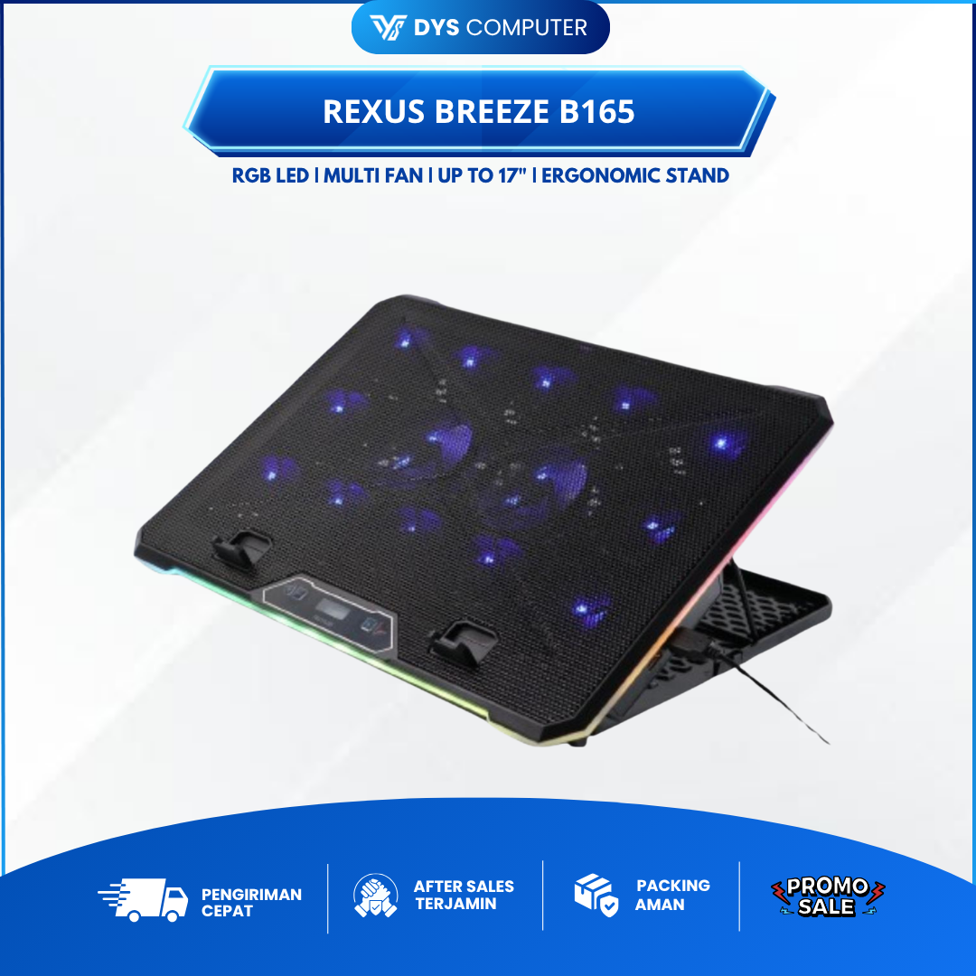 Rexus Breeze B165 B-165 Cooling Pad RGB Kipas Laptop Notebook Fan Cooler Coolingpad B 165