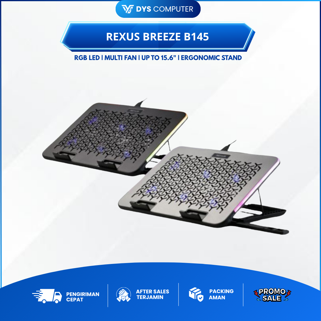 Rexus Breeze B145 B-145 Cooling Pad RGB Kipas Laptop Notebook Fan Cooler Coolingpad