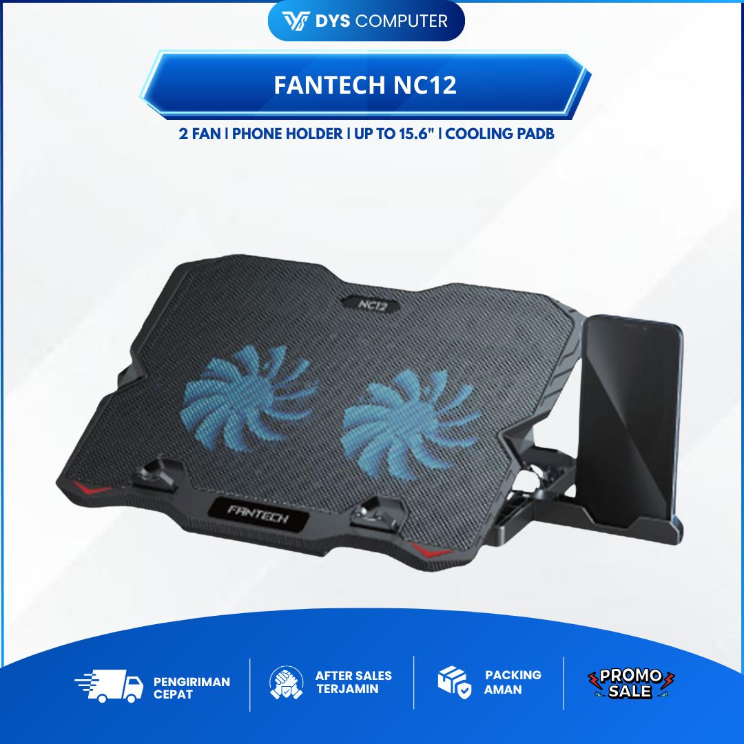 Fantech NC12 NC-12 Cooling Pad Cooler Laptop Notebook + Phone Holder