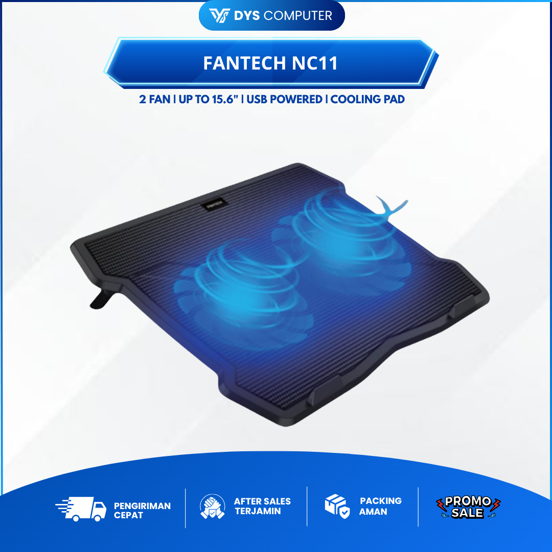 Fantech NC11 NC-11 Cooling Pad Cooler Laptop Notebook 2 Fan 15.6 Inch