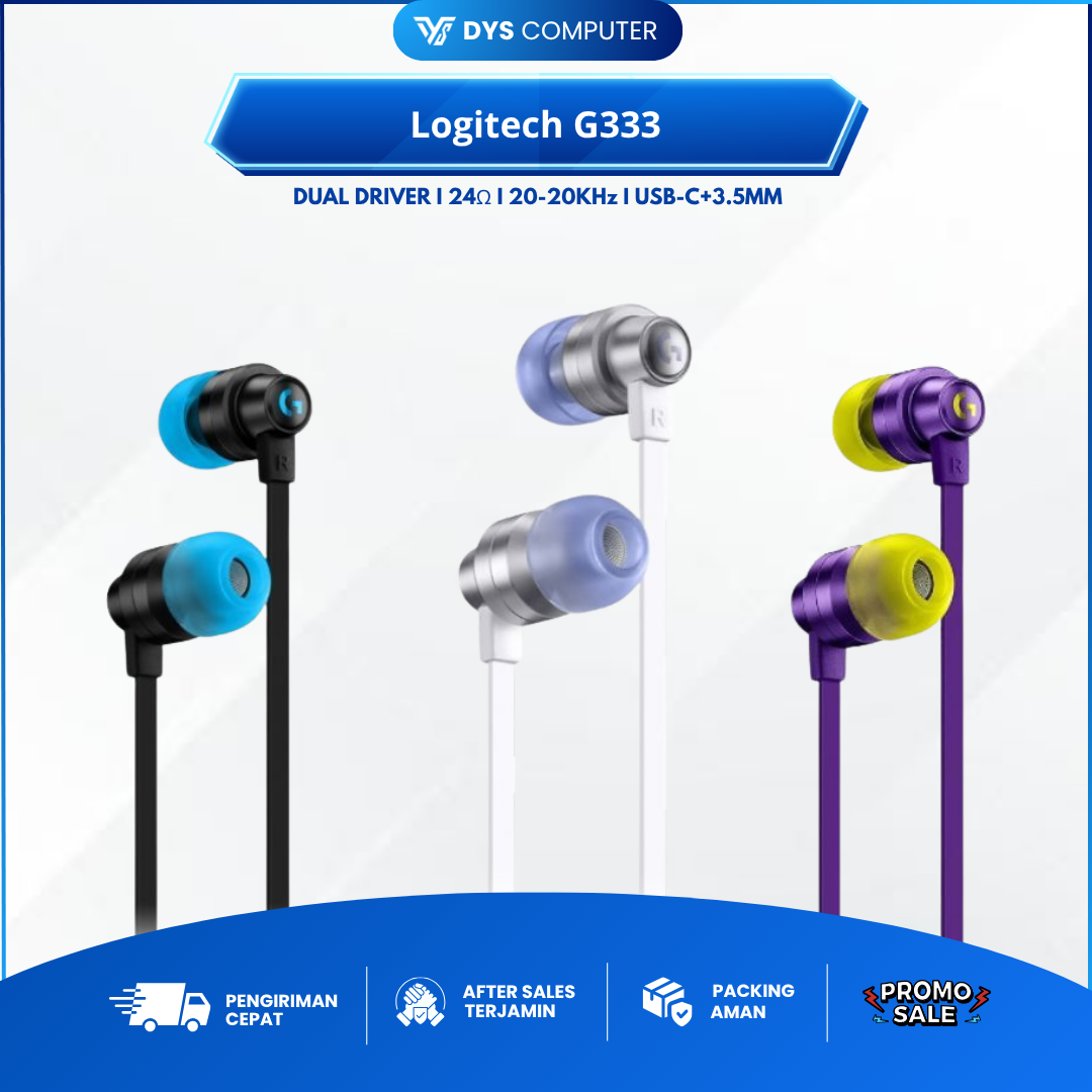 Logitech G333 In-Ears Headphone with Mic - G-333 Gaming Earphone -