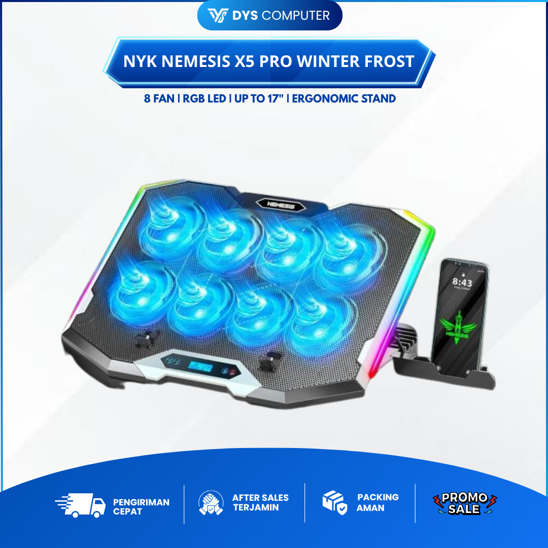 NYK Nemesis X5 Pro Winter Frost RGB Cooling Pad Laptop 8 Fan